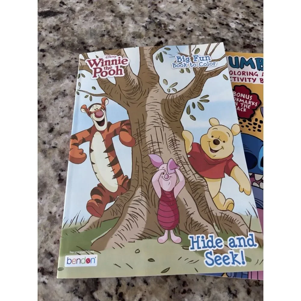 2 Brand New Winnie T Pooh, Big‎ Fun Book To Color Hide &seek 2803 Coloring Book